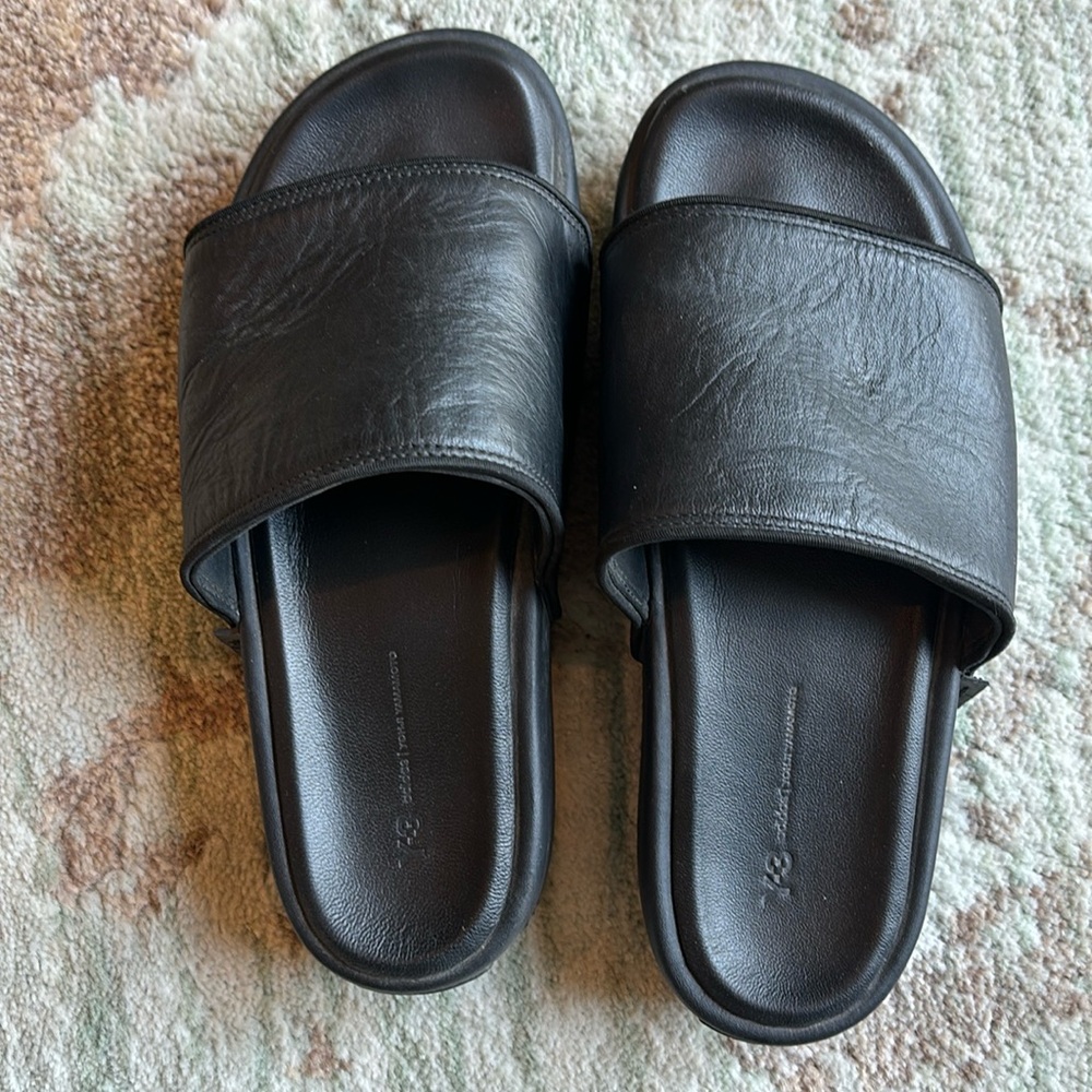 Y3 Platform Sandles  Black Leather Size 10